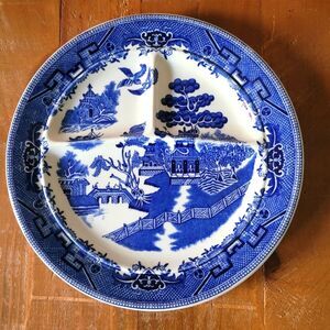 Blue Willow, Three Divider Dinner Plate, Shengango China, Chinoiserie